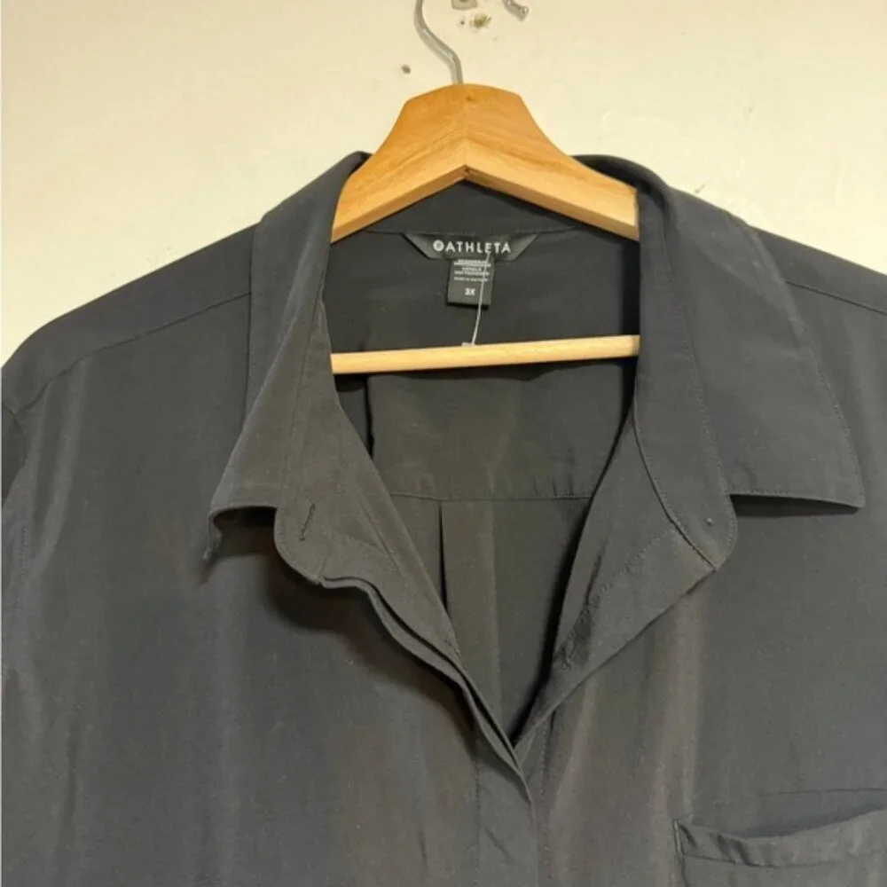 Athleta Women’s Oversized Button-Up Shirt Black Size 3X - Picture 5 of 8